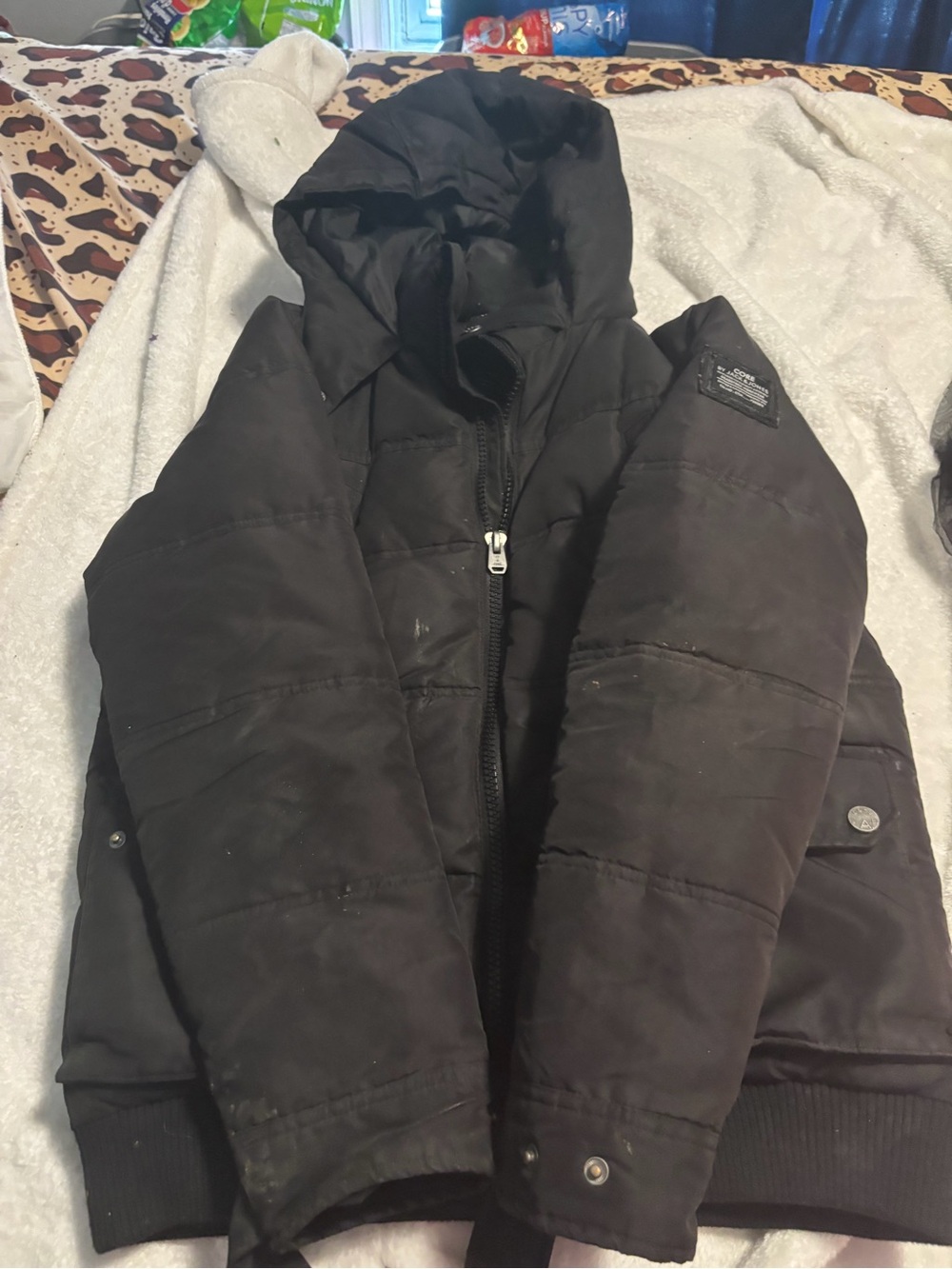 Jack & Jones Core Black Puffer Jacket with Hood